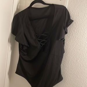 Black plus size bodysuit